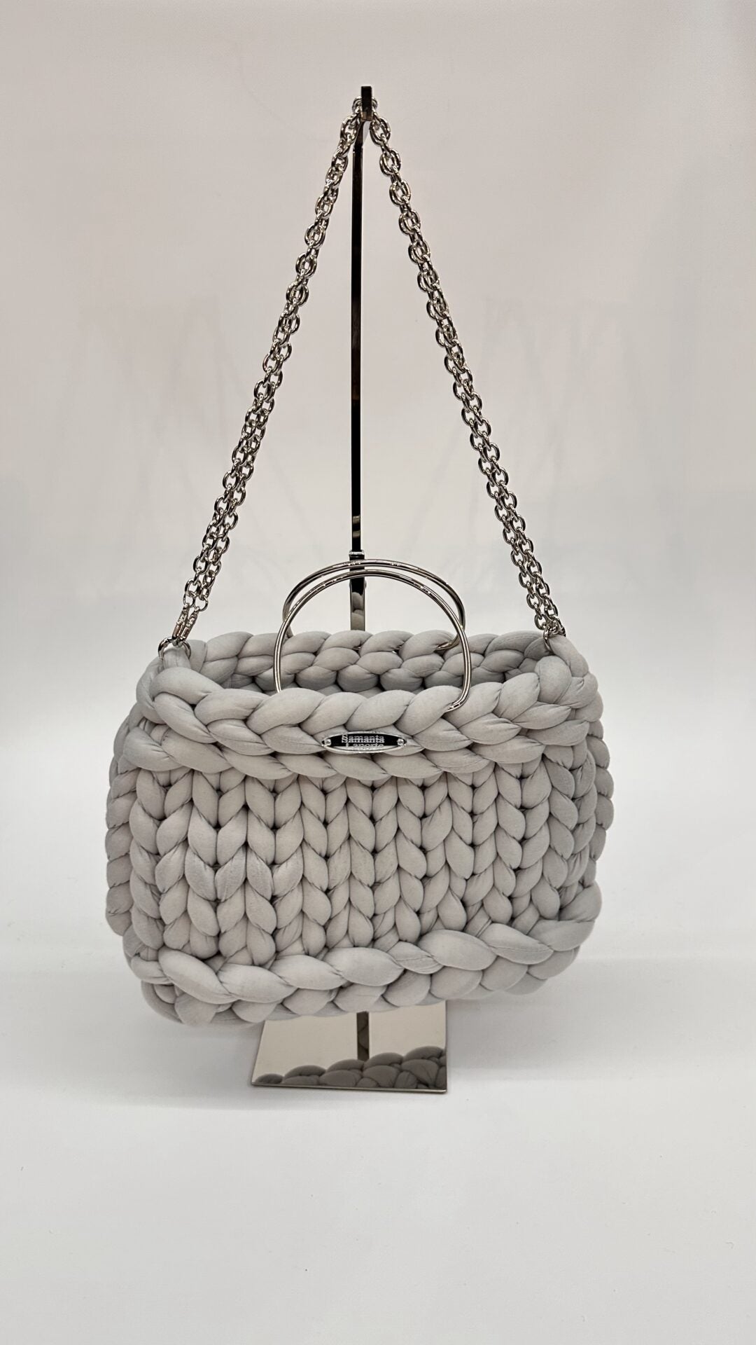 BORSA SOFT GREY INTRECCIATA