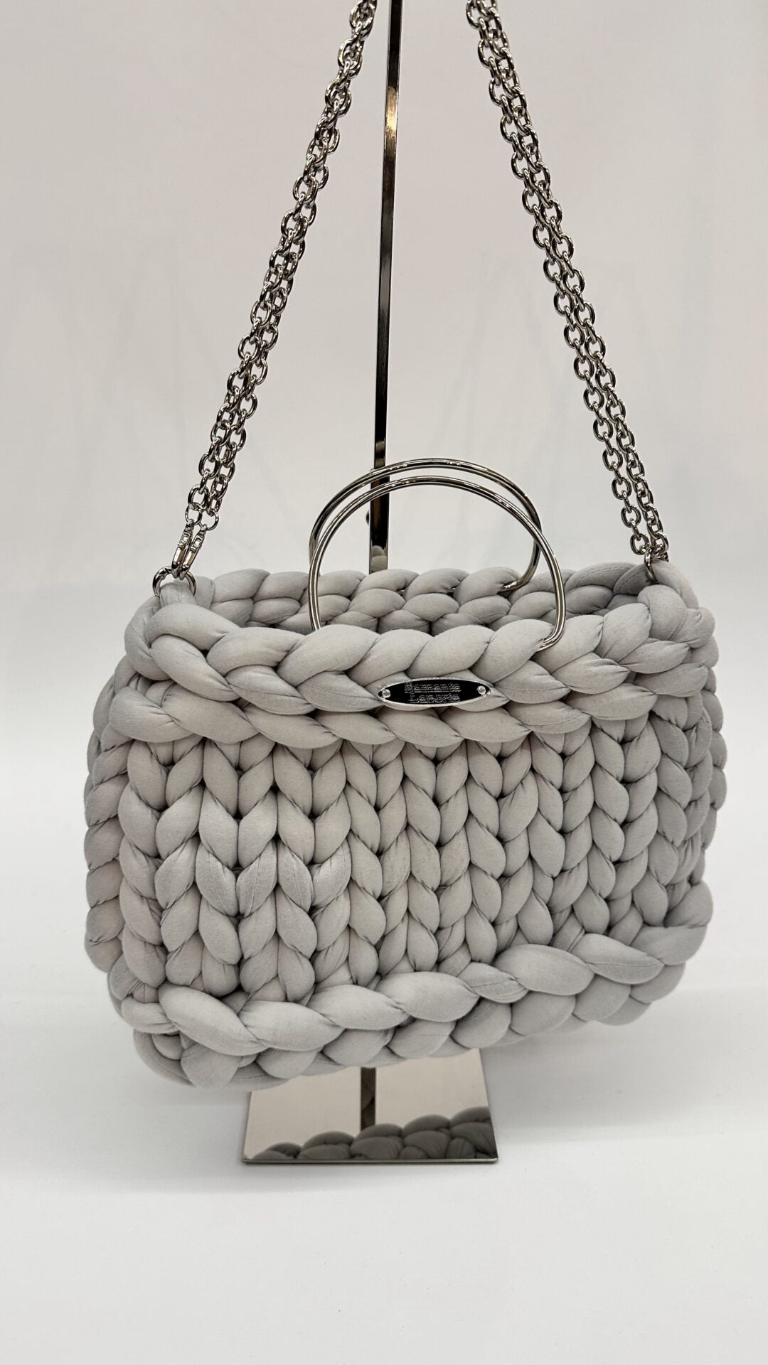 BORSA SOFT GREY INTRECCIATA