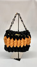 BORSA INTRECCIATA BLACK CARAMEL CON CATENA