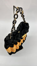 BORSA INTRECCIATA BLACK CARAMEL CON CATENA
