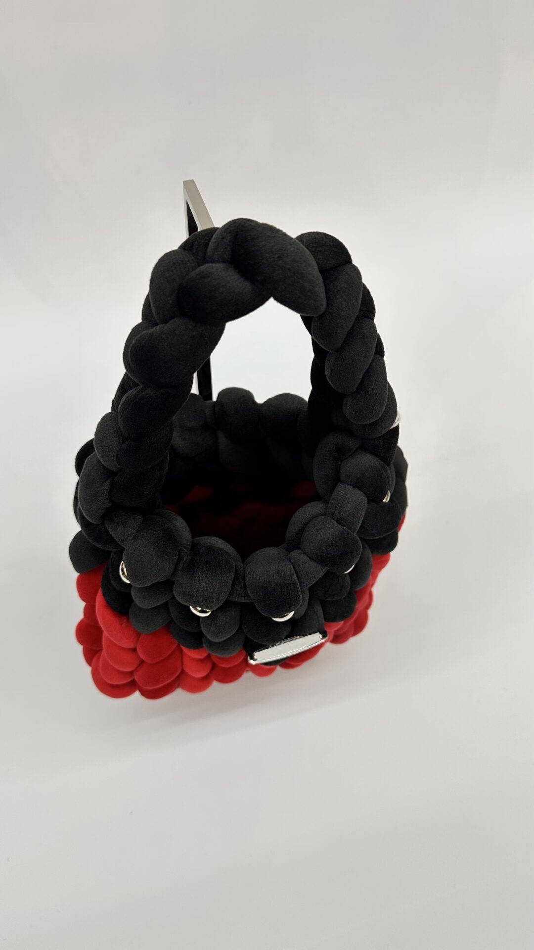 BORSA SOFT BLACK & RED INTRECCIATA