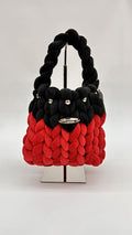BORSA SOFT BLACK & RED INTRECCIATA