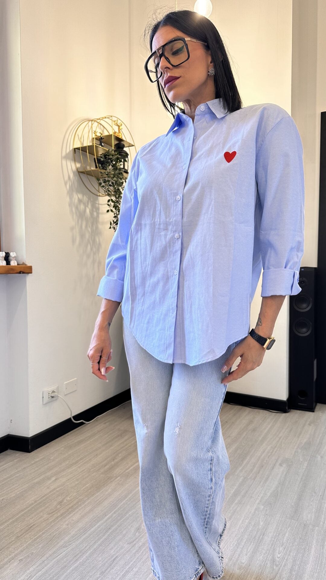 CAMICIA CUORICINO AZZURRA