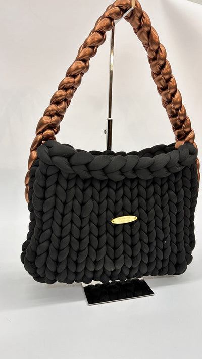 BORSETTA BLACK COPPER INTRECCIATA