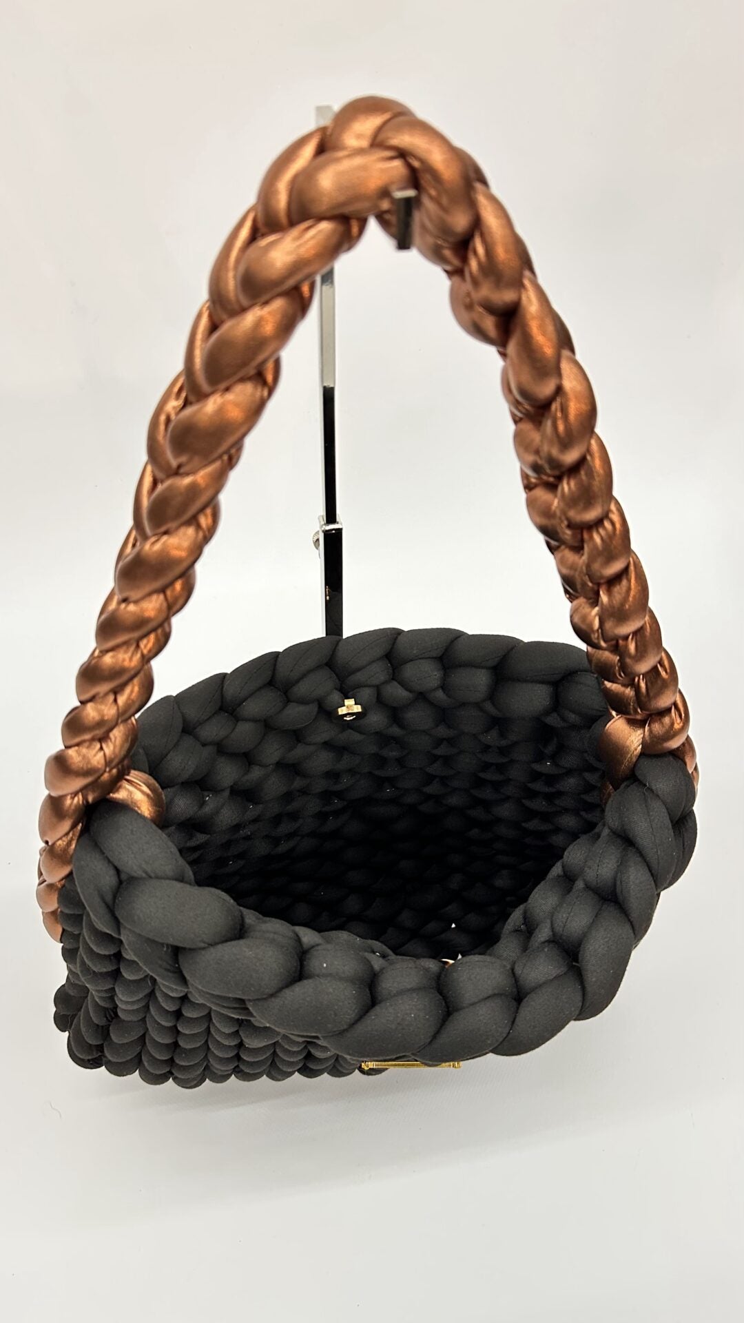 BORSETTA BLACK COPPER INTRECCIATA