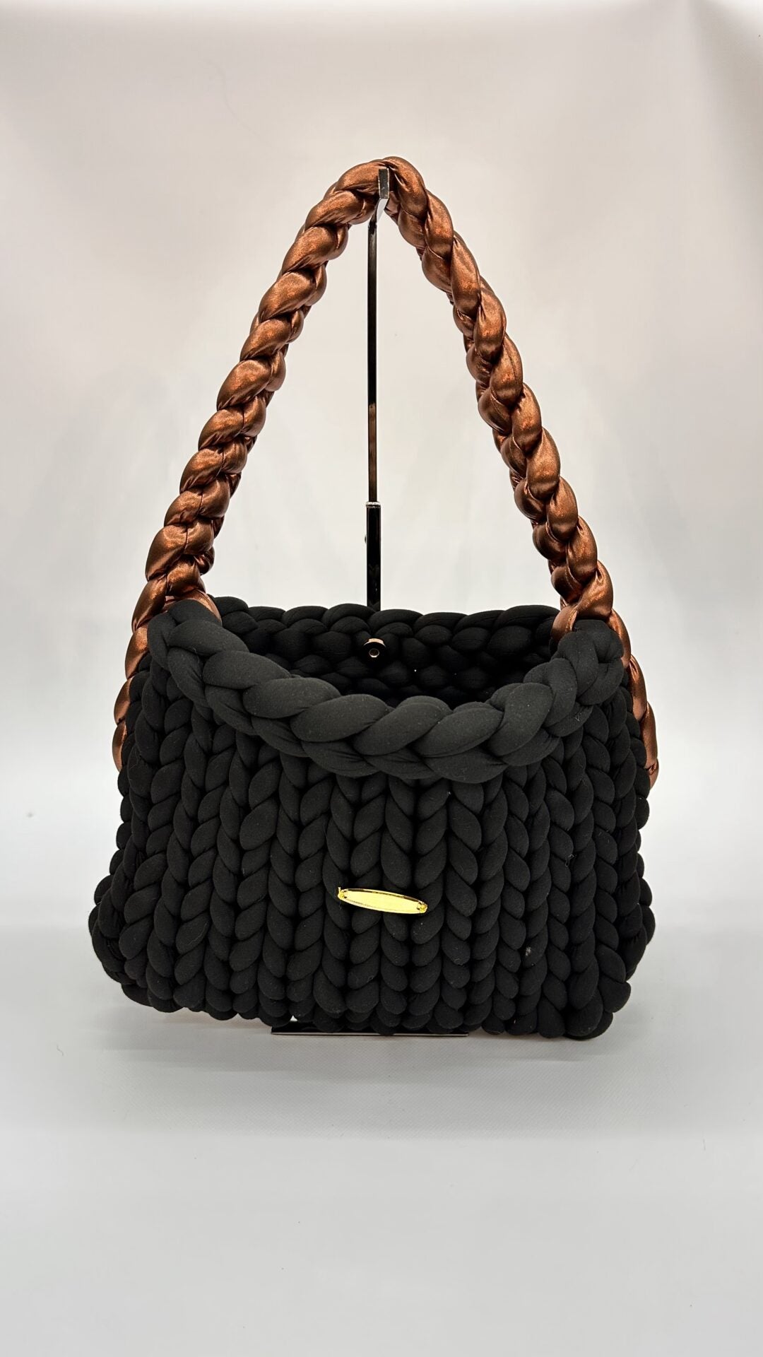 BORSETTA BLACK COPPER INTRECCIATA