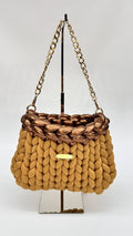 BORSA CARAMEL & BRONZE INTRECCIATA CON CATENA ORO