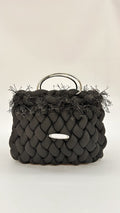 MINI BAG NERA CON FILI SFRANGIATI