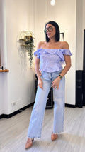 TOP CON BALZE AZZURRO