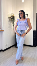 TOP CON BALZE AZZURRO