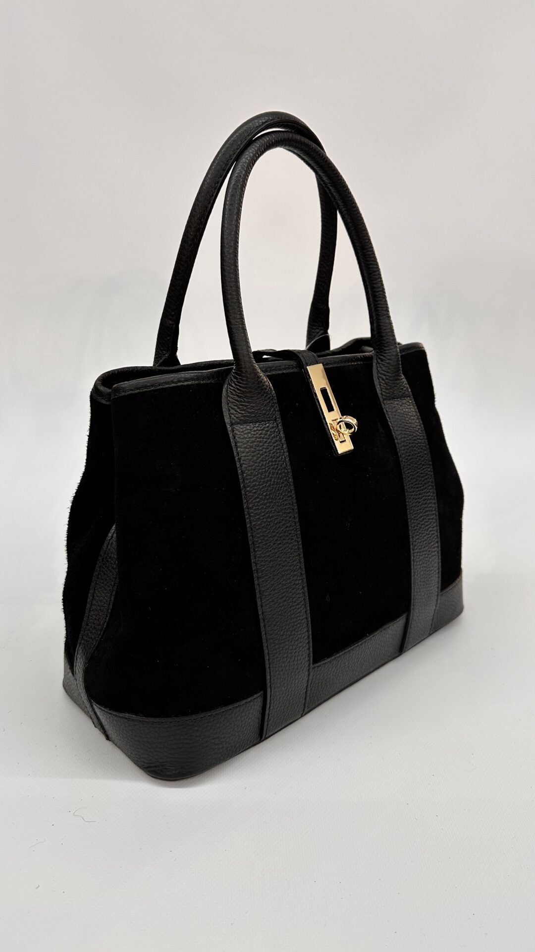 BORSA BAULETTO SCAMOSCIATA NERA