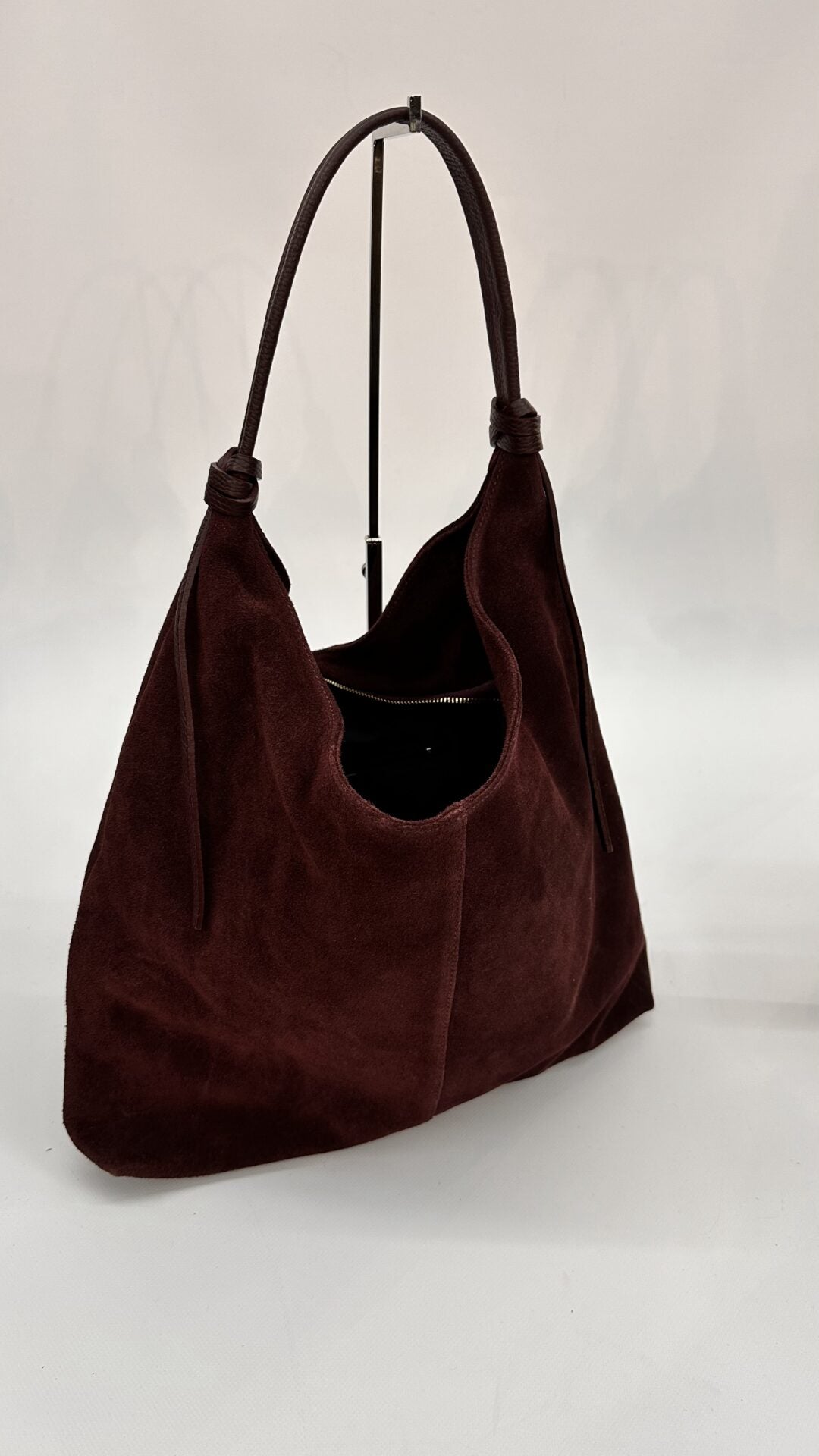 BORSA MORBIDA SCAMOSCIATA BORDEAUX