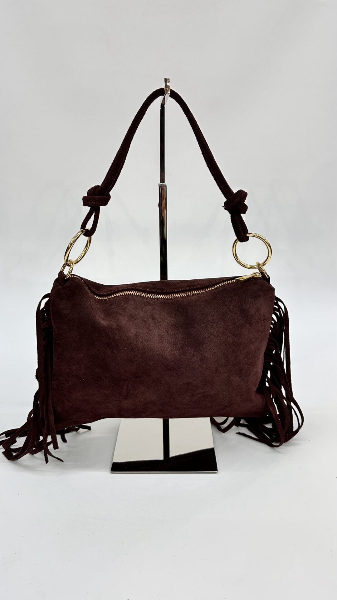BORSETTA CON FRANGE BORDEAUX