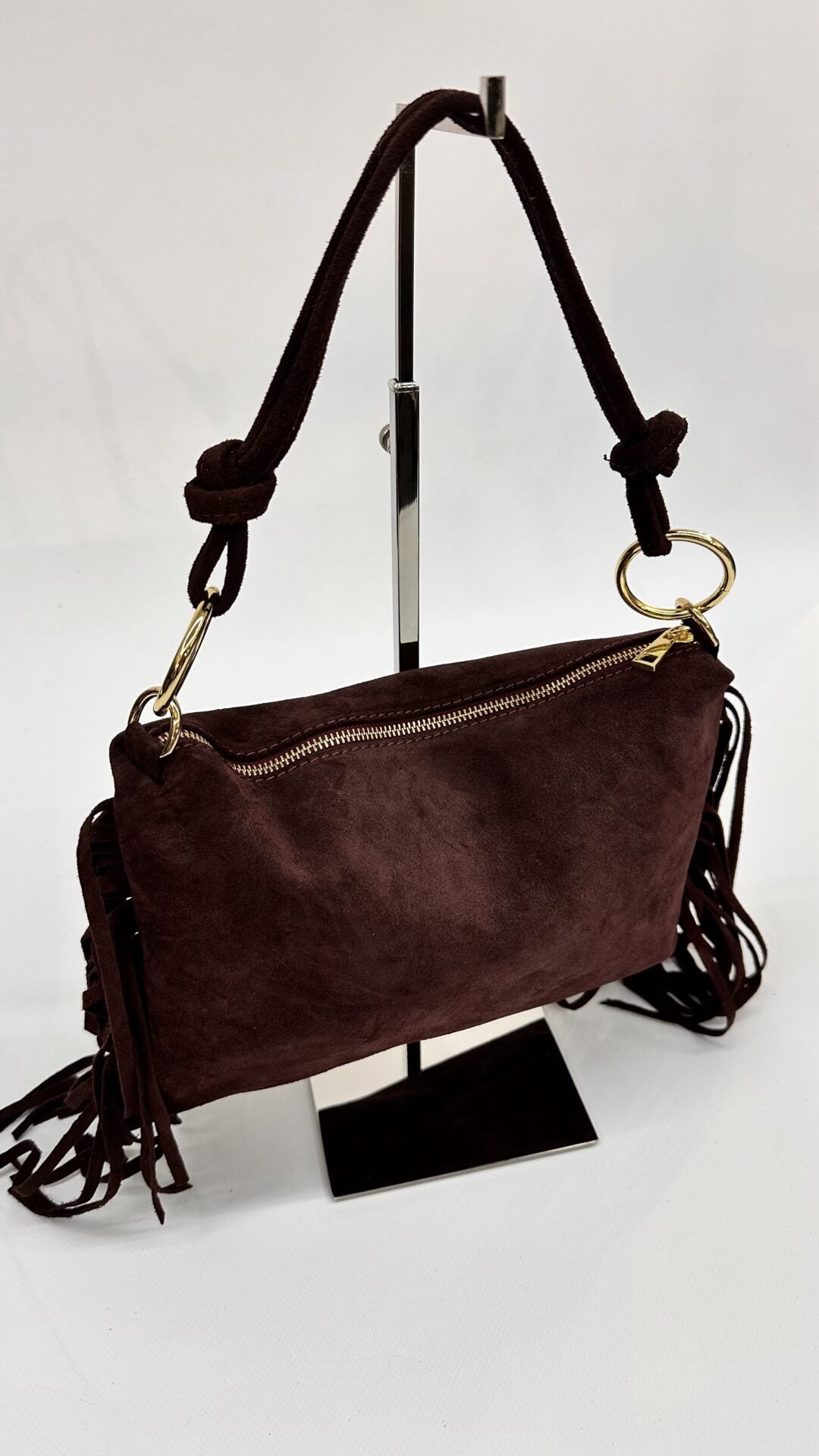 BORSETTA CON FRANGE BORDEAUX