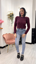 MAGLIONCINO CROP PELOSO BORDEAUX
