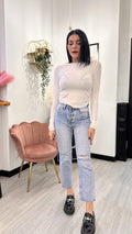 MAGLIA IN CASHMERE CORTA BIANCA