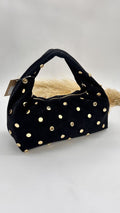 BORSA SCAMOSCIATA CON BORCHIE NERA