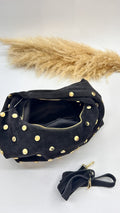 BORSA SCAMOSCIATA CON BORCHIE NERA