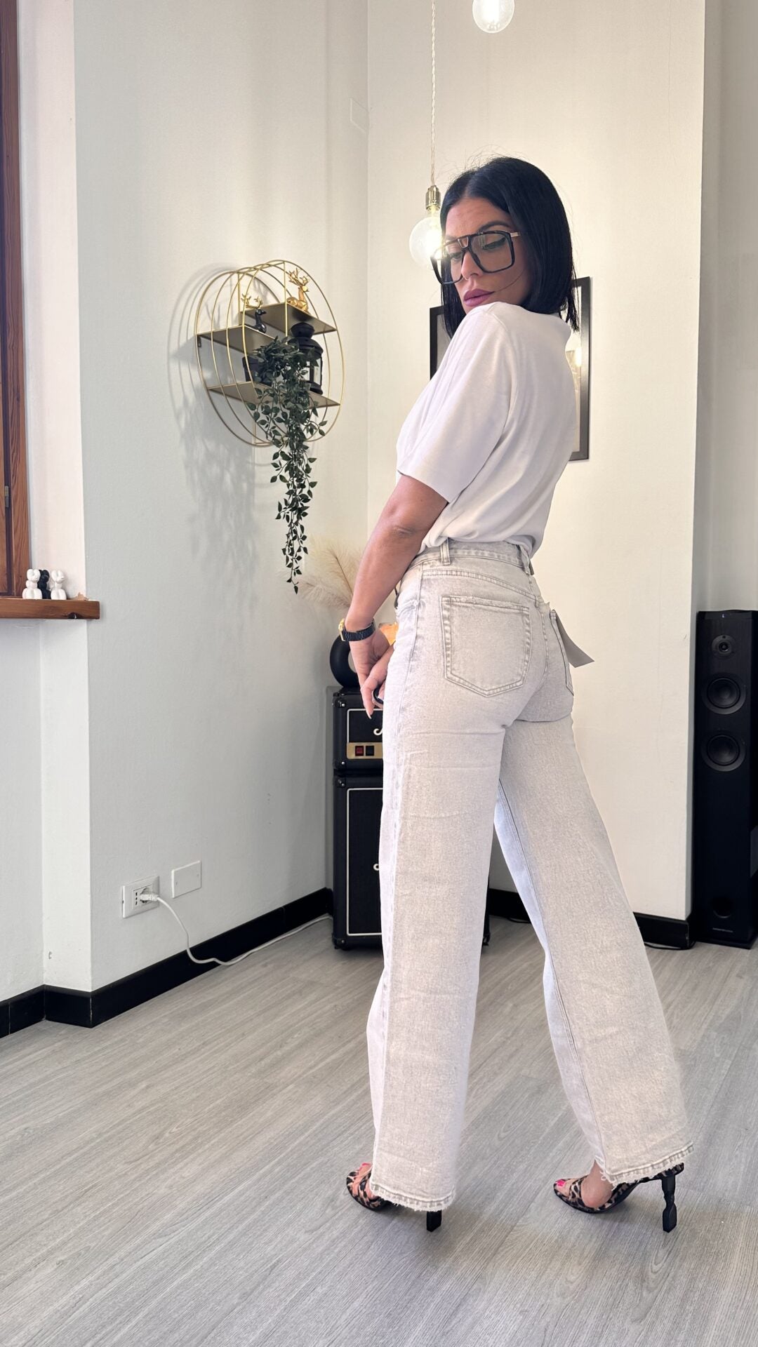 5659 JEANS A PALAZZO BEIGE