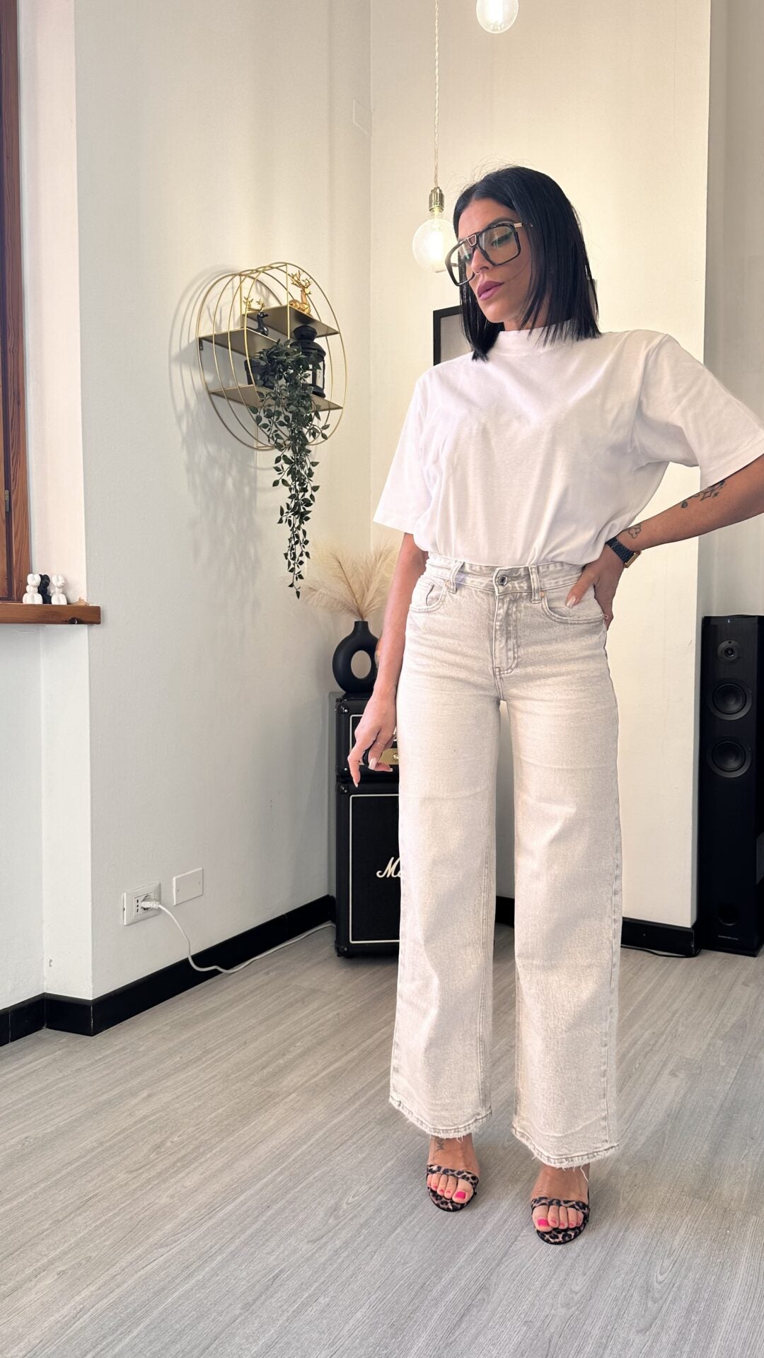 5659 JEANS A PALAZZO BEIGE