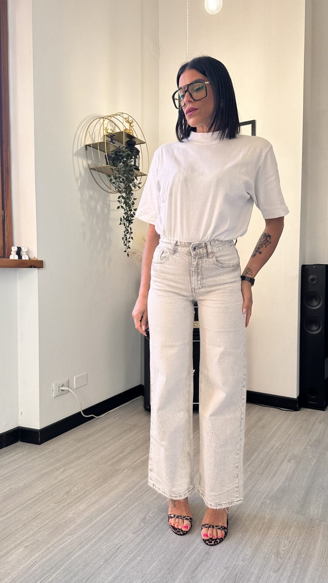 5659 JEANS A PALAZZO BEIGE