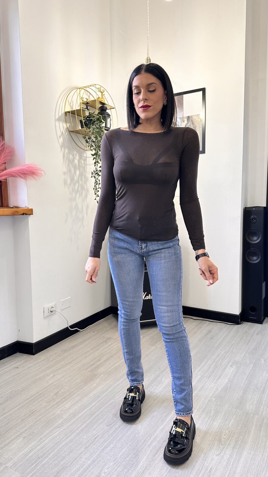 MAGLIA IN CASHMERE MARRONE