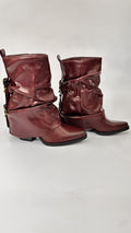 TEXANO RISVOLTO CON FIBBIE BORDEAUX