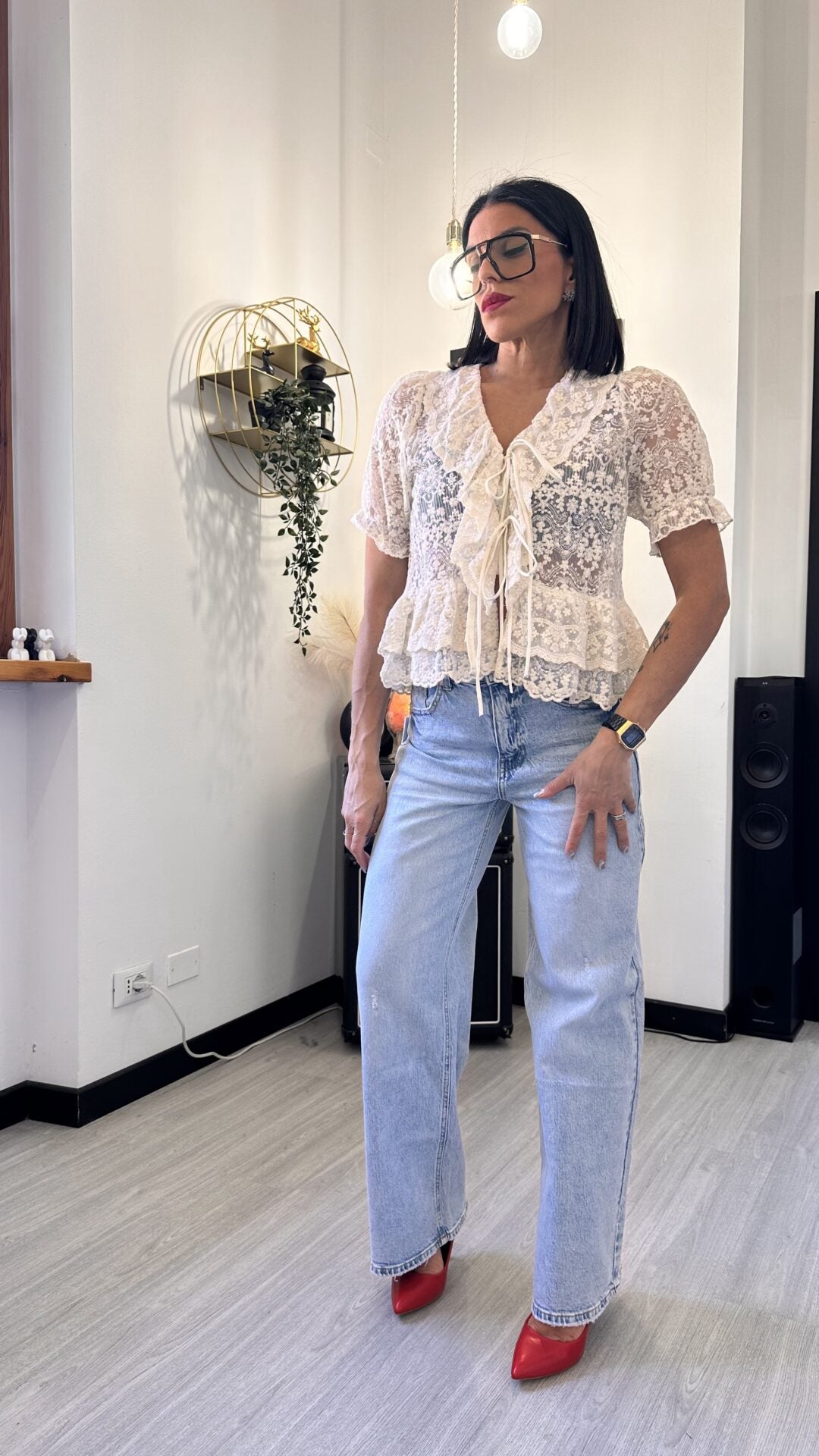 CAMICETTA MANICA CORTA IN PIZZO