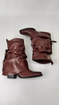 TEXANO RISVOLTO CON FIBBIE BORDEAUX