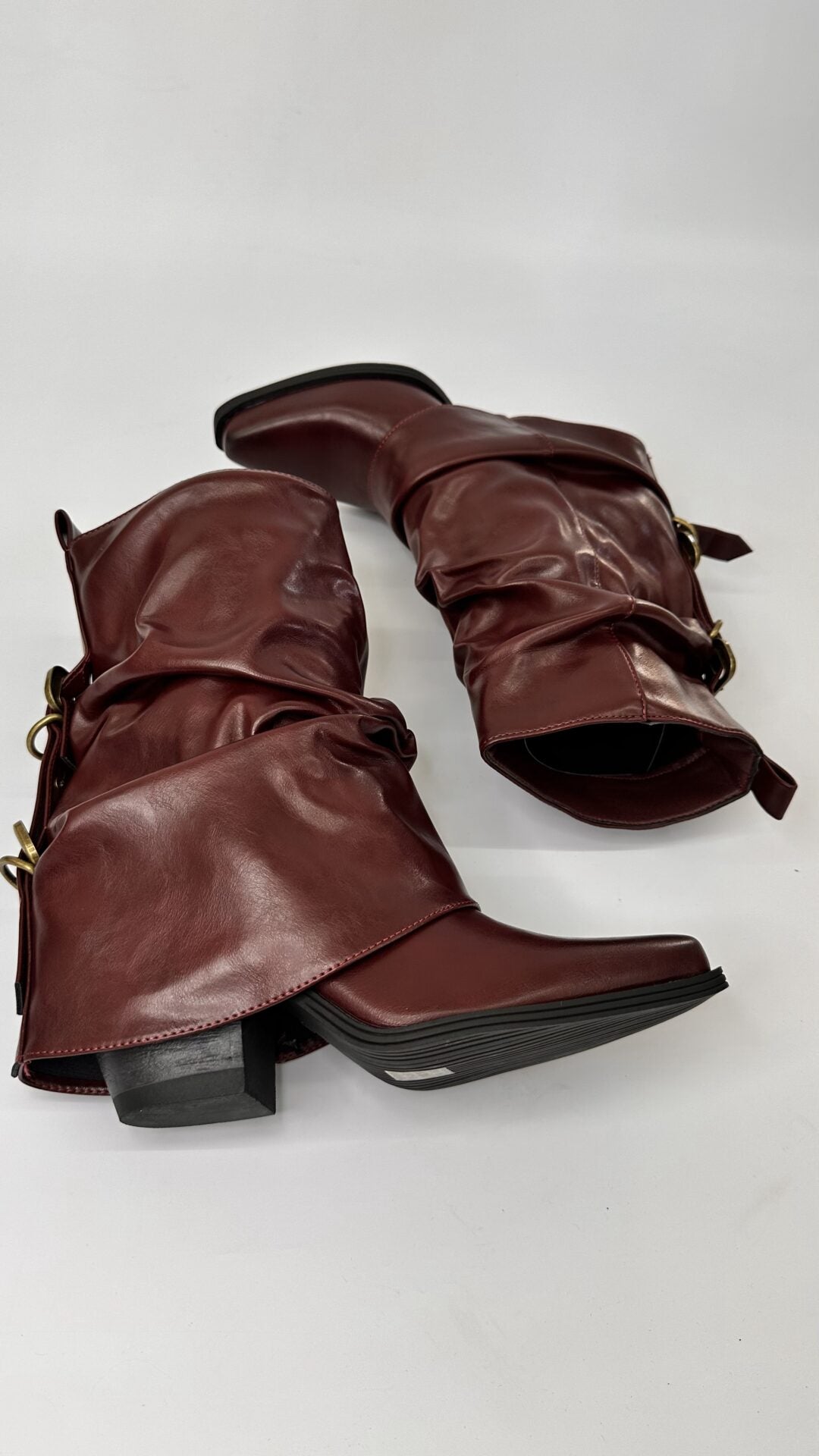 TEXANO RISVOLTO CON FIBBIE BORDEAUX