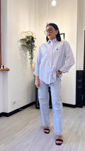 CAMICIA CUORICINO A RIGHE AZZURRA