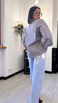 CAMICIA MANICA PALLONCINO A RIGHE BLU