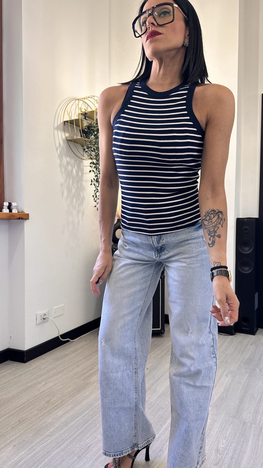 CANOTTA A RIGHE BLU