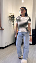 T-SHIRT IN VISCOSA A RIGHE VERDE