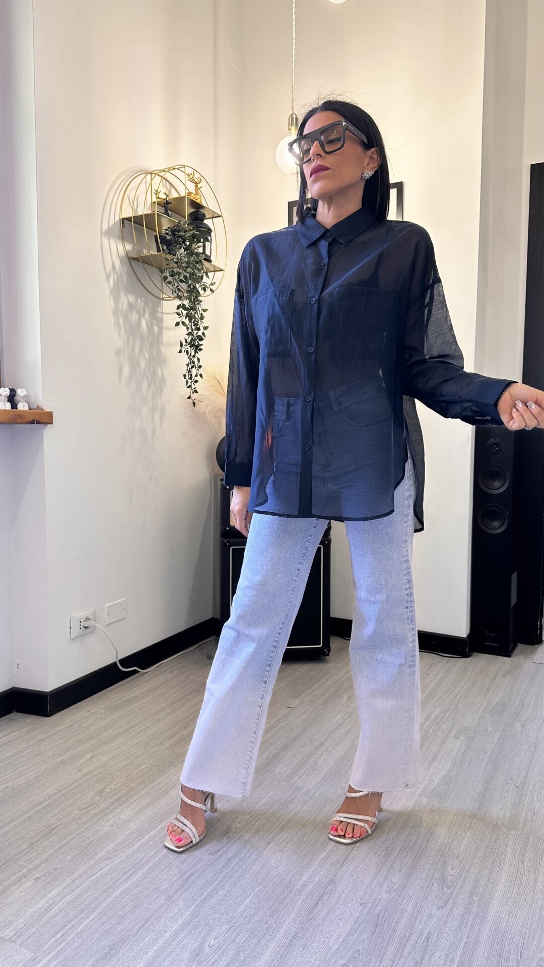 CAMICIA VELATA BLU