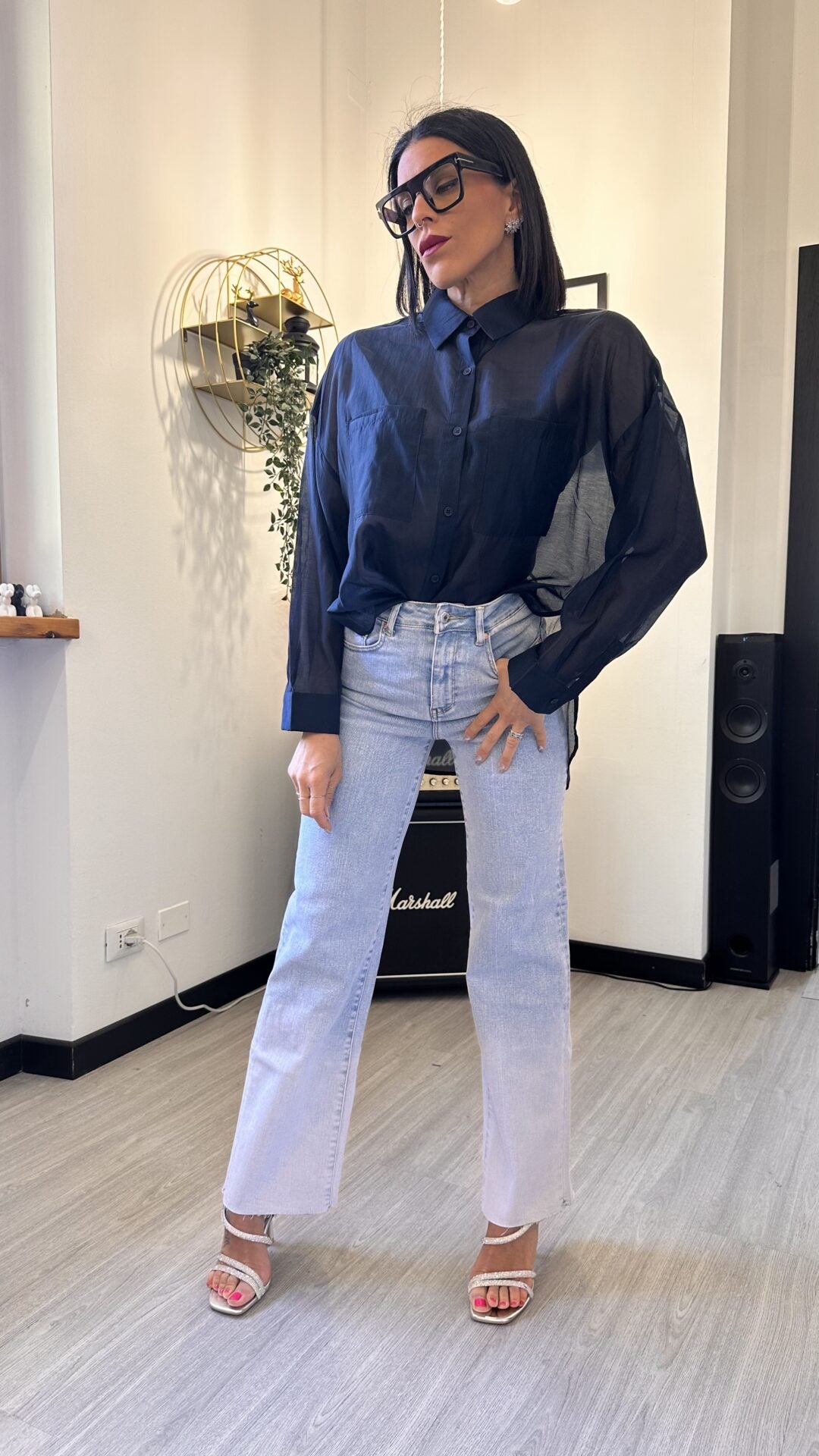 CAMICIA VELATA BLU
