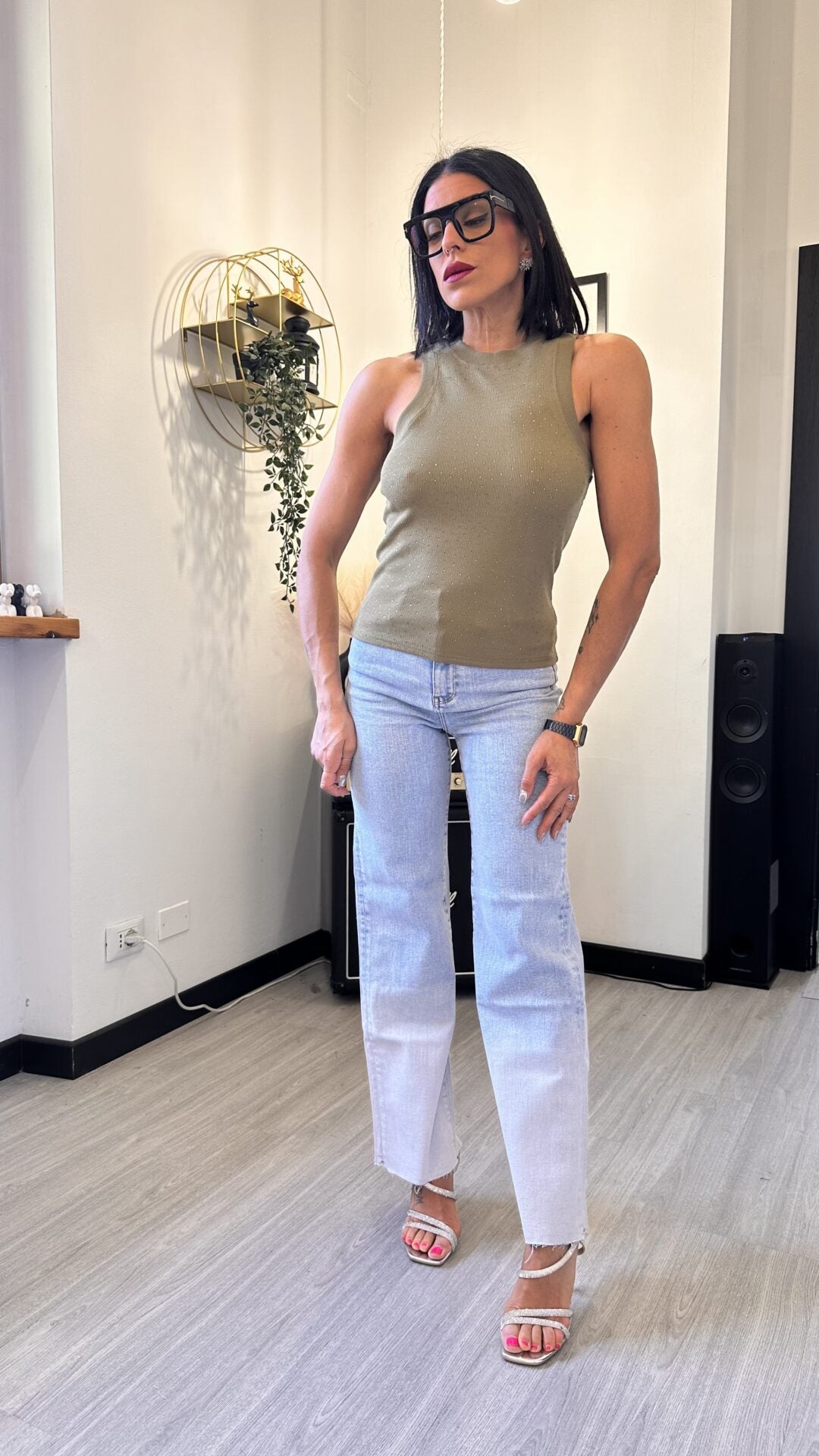 TOP CANETTATO SHINE MILITARE