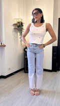 TOP CANETTATO LOVE BIANCO