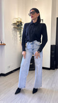 CAMICIA BOTTONI TONDI NERA