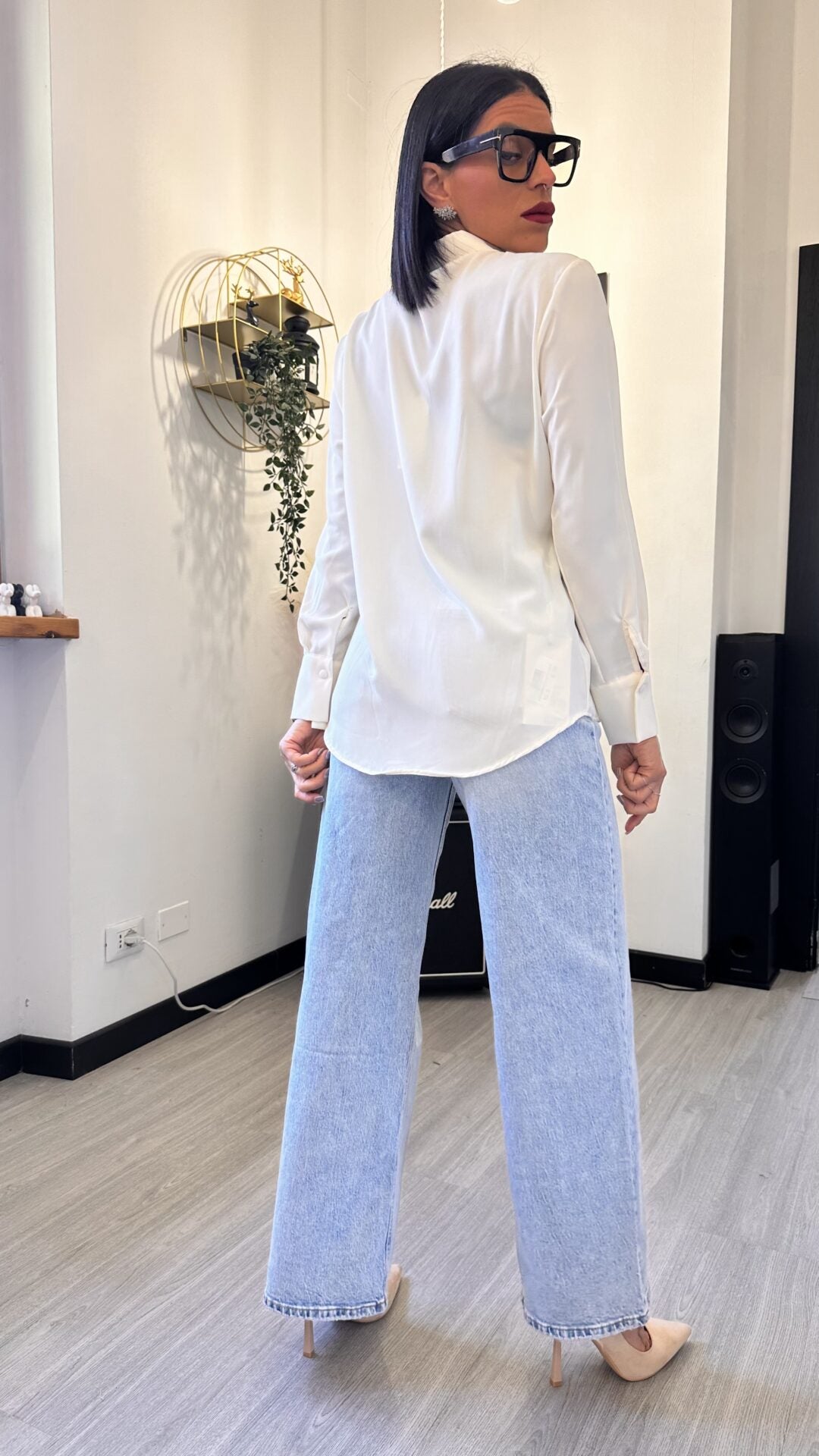 CAMICIA BOTTONI TONDI BURRO