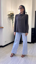 CAMICIA BOTTONI TONDI MARRONE
