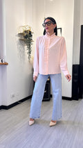 CAMICIA BOTTONI TONDI E FRUFRU ROSA