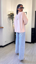 CAMICIA BOTTONI TONDI E FRUFRU ROSA