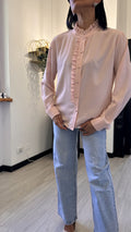 CAMICIA BOTTONI TONDI E FRUFRU ROSA