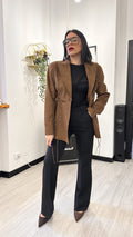 GIACCA CON INTRECCI LATERALI SCAMOSCIATA BROWN