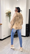 CAPPOTTO ECOPELLE PELLICCIA AVORIO (M/XL)