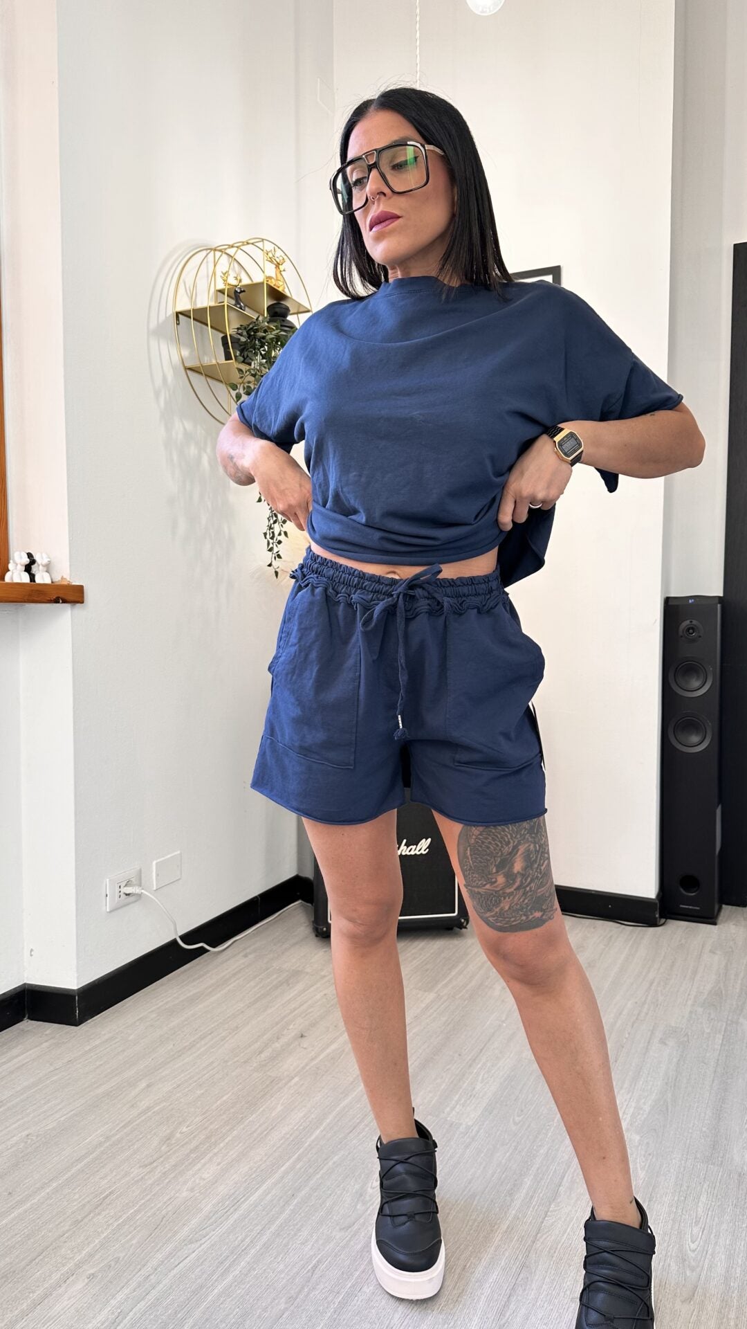 COORDINATO TUTA CORTO BLU