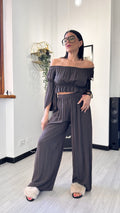 COORDINATO MORBIDO CON BALZE MARRONE