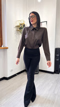 CAMICIA SIMIL RASO LISCIA MARRONE