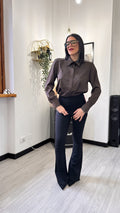 CAMICIA SIMIL RASO LISCIA MARRONE